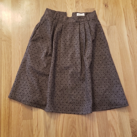 Modcloth Wool Skirt Brown Dot knee length - Picture 1 of 6